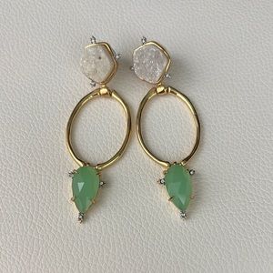 Alexis bittar Elegant Gold and Green Drop Earrings